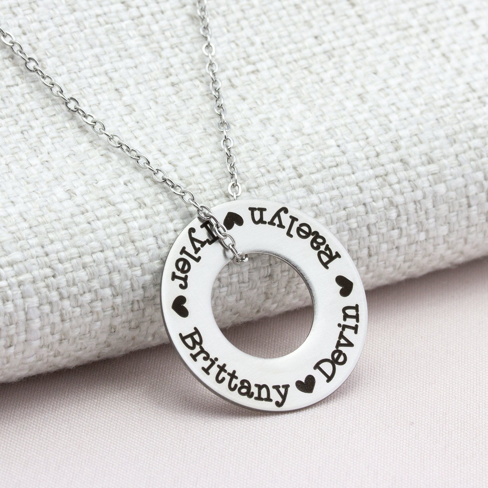 Mother's Necklace with Kids' Names - 4 Rings
