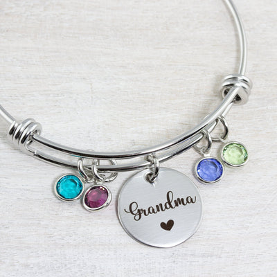 Grandma Bracelet, Birthstone Bracelet, Birthstone Charms, Name Bracelet, Personalized Gift, Mothers Day Gift for Grandma, Nana Gift