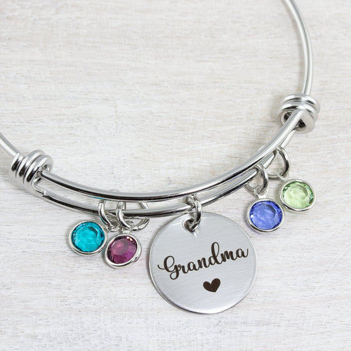 Grandma Bracelet, Birthstone Bracelet, Birthstone Charms, Name Bracelet, Personalized Gift, Mothers Day Gift for Grandma, Nana Gift