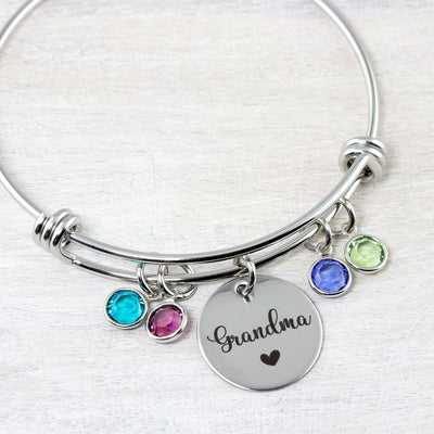 Grandma Bracelet, Birthstone Bracelet, Birthstone Charms, Name Bracelet, Personalized Gift, Mothers Day Gift for Grandma, Nana Gift