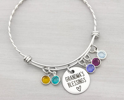 Grandma Bracelet, Birthstone Bracelet, Birthstone Charms, Name Bracelet, Personalized Gift, Mothers Day Gift for Grandma, Nana Gift