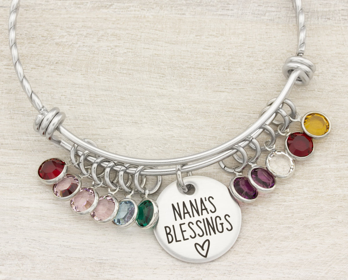 Grandma Bracelet, Birthstone Bracelet, Birthstone Charms, Name Bracelet, Personalized Gift, Mothers Day Gift for Grandma, Nana Gift