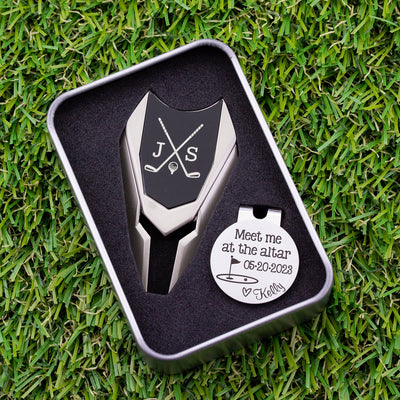 Custom Golf Ball Marker, Personalized Divot Tool, Golf Gift Set, Wedding Gift for Groom from Bride, Golf Gifts for Men, Golfer Gift