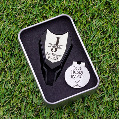 Custom Golf Ball Marker, Personalized Divot Tool, Golf Gift Set, Wedding Gift for Groom from Bride, Golf Gifts for Men, Golfer Gift