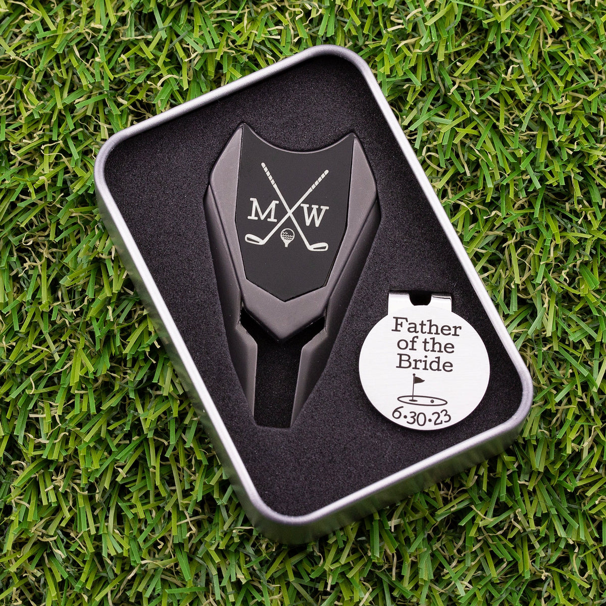 Custom Golf Ball Marker, Personalized Divot Tool, Golf Gift Set, Wedding Gift for Groom from Bride, Golf Gifts for Men, Golfer Gift