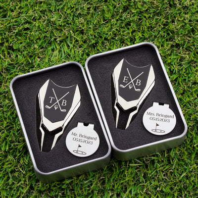 Custom Golf Ball Marker, Personalized Divot Tool, Golf Gift Set, Wedding Gift for Groom from Bride, Golf Gifts for Men, Golfer Gift