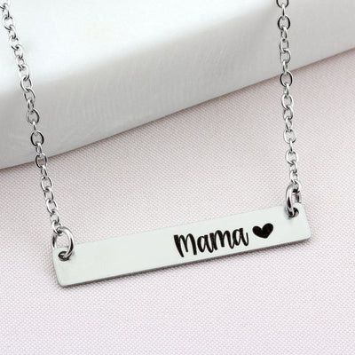 Custom Name Necklace, Engraved Bar Necklace, Mama Necklace, Mothers Day Personalized Gift for Mom