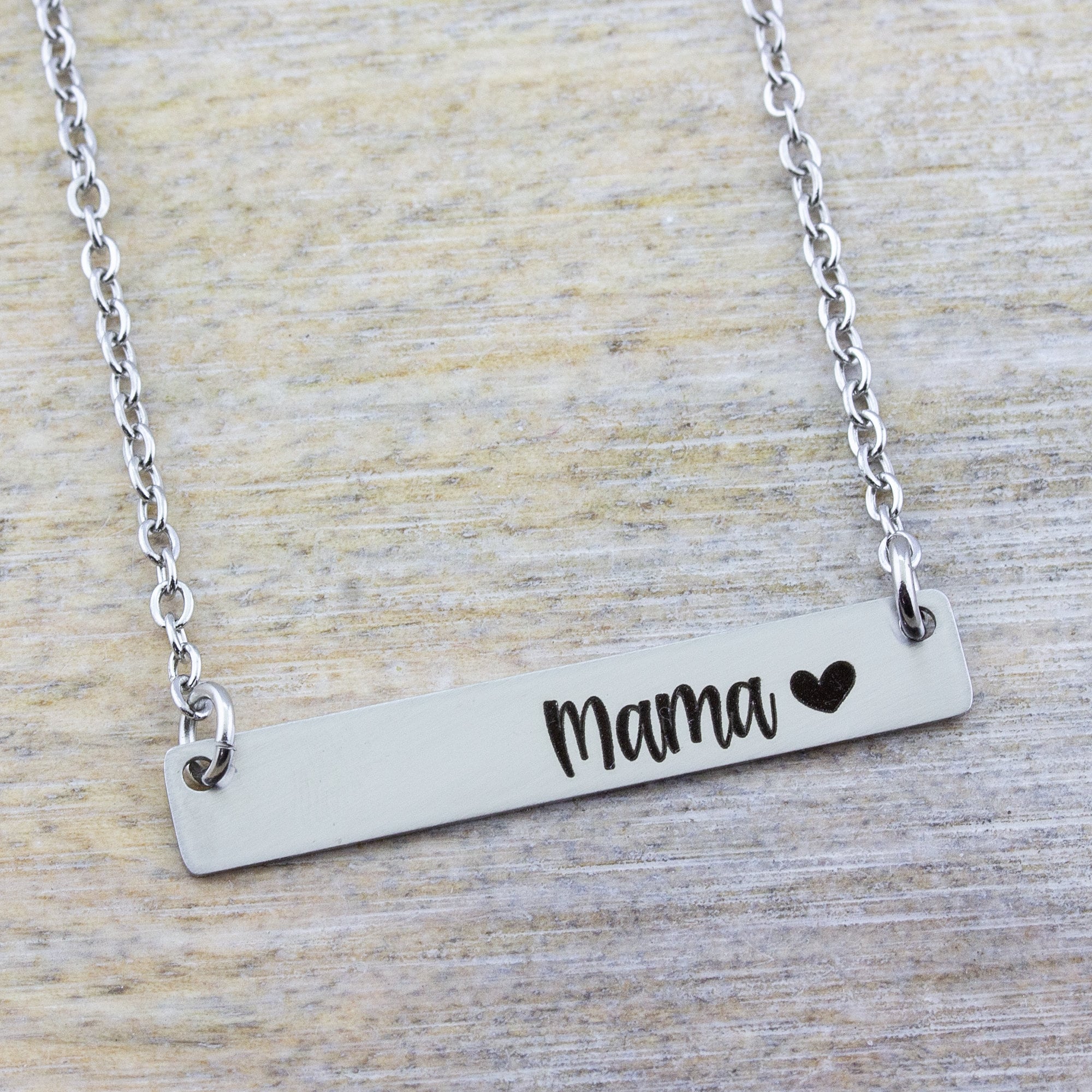 Sterling Silver Solid 3D Engraved Name Bar Pendant With Chain –  silverjellie.com