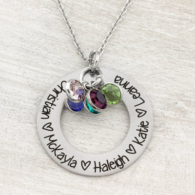 Custom Name Necklace, Mother Necklace with Kids Names, Personalized Necklace with Birthstones, Mom Necklace, Mothers Day, Personalized Gift