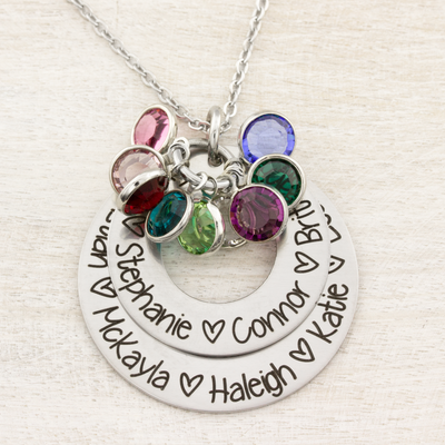 Double Layer Birthstone Name Necklace for Mom or Grandmother