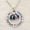 Circle Name Necklace with Birthstones