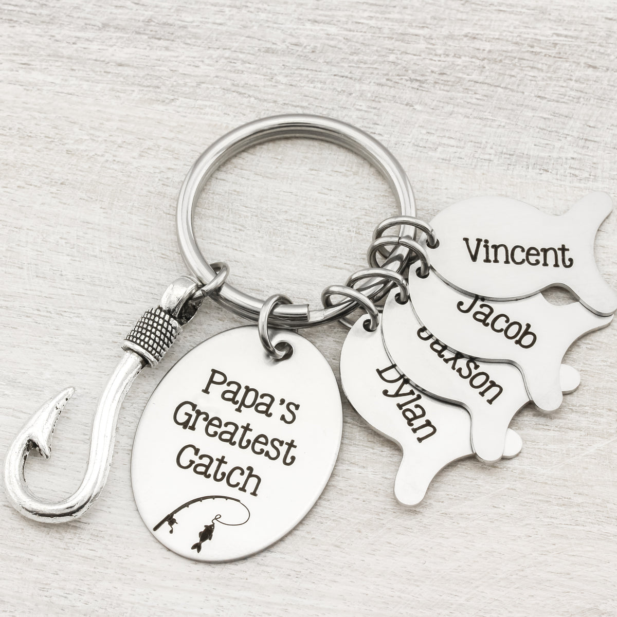 Silver Fish Keychain - You Are A Great Catch; Couples Keychain