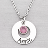 Washer Name Necklace with Birth Stone