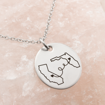 Personalized State Necklace Long Distance Friendship Jewelry