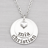 Two Layer Disc Name Necklace with Heart