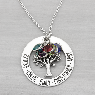 Family Tree Washer Name Necklace - Heartfelt Tokens